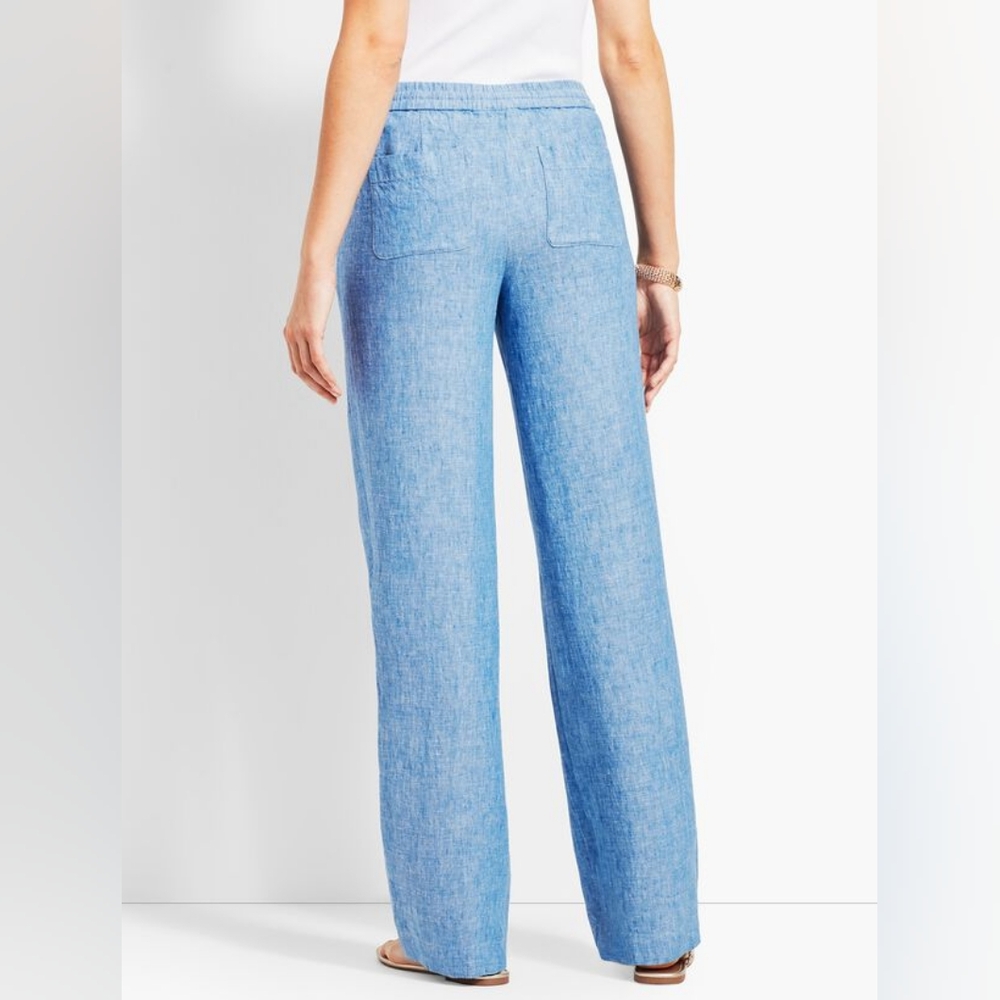 Talbots 100% Linen Sky Blue Wide Leg Pants 2XL Petite - Picture 3 of 13